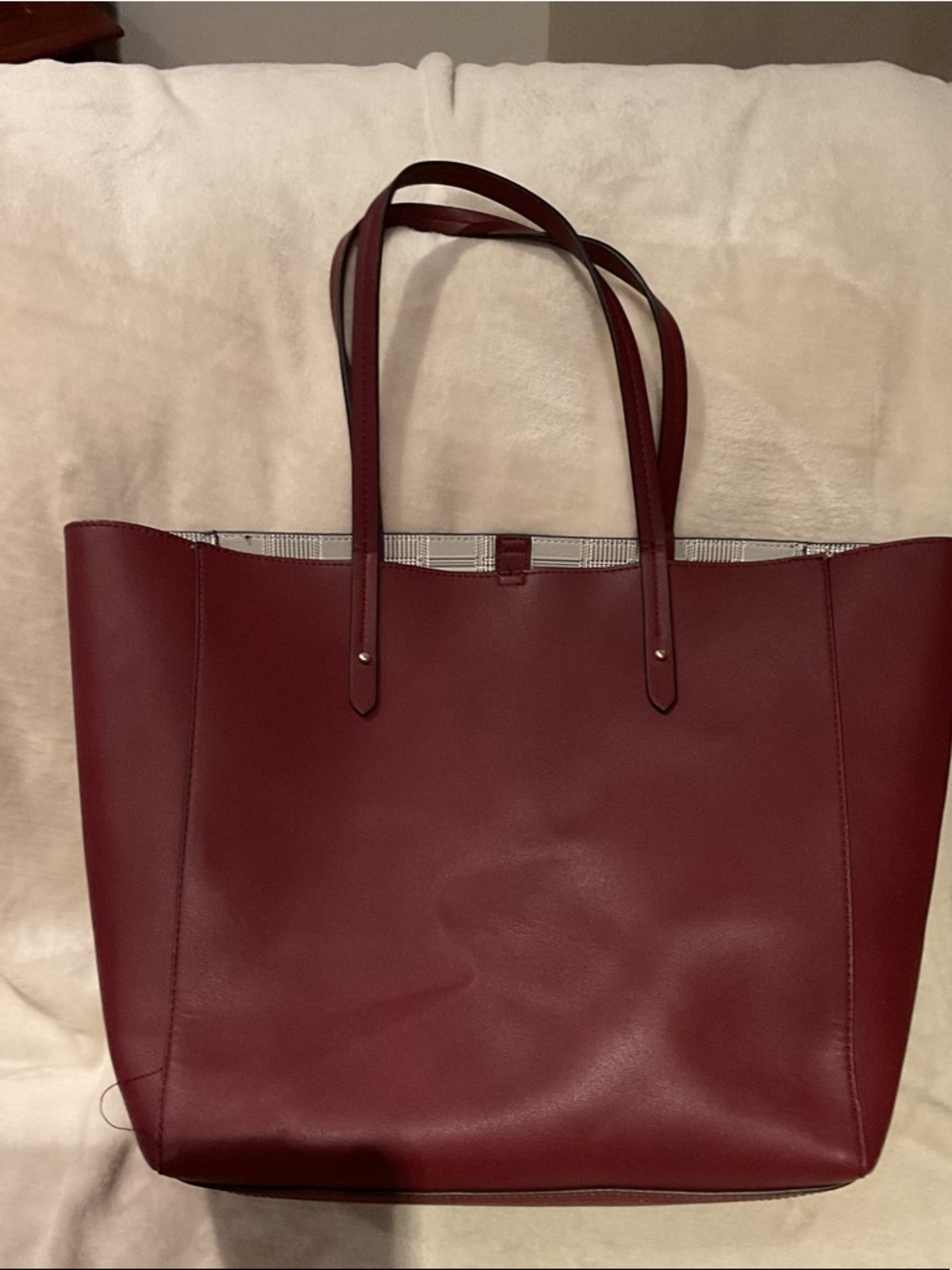 GAP Burgundy Faux Leather Tote Bag with Dual Shoulder Straps